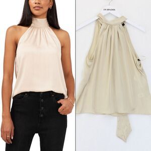 1.STATE Satin Halter Top in Tapioca